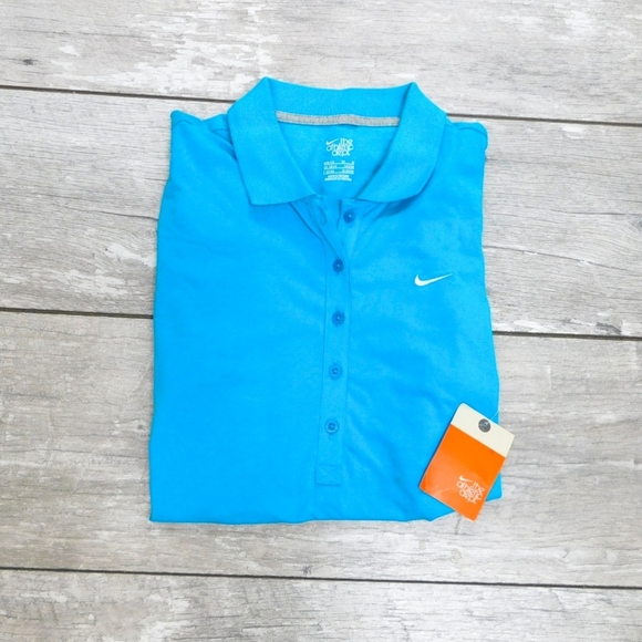 NWT- NIKE + LANDS END WMN M BLUE GOLF POLO TOPS - Picture 5 of 8